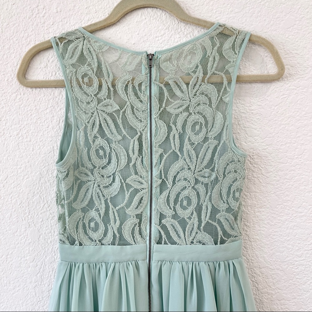 BCBGeneration Mint Green Lace Pleated Mini Dress - Picture 3 of 6